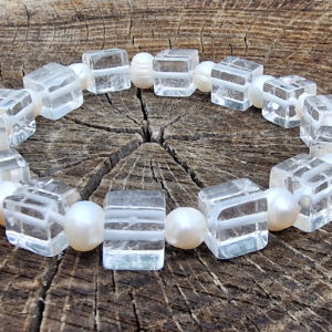 Gyöngy-hegyikristály ásvány karkötő