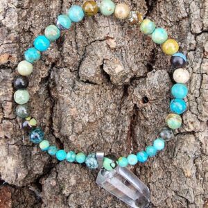Türkiz-hegyikristály ásvány karkötő